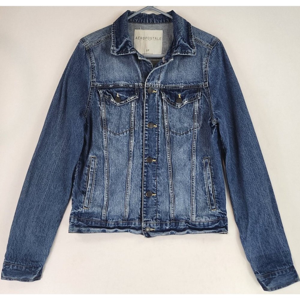 Aeropostale Jean Jacket Womens Small Blue Denim Classic Y2K Trucker Button Up
